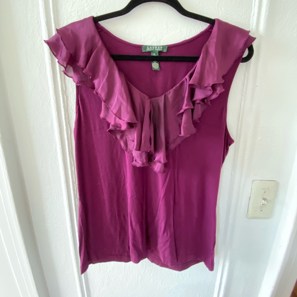 BOLD SILK RUFFLE TOP